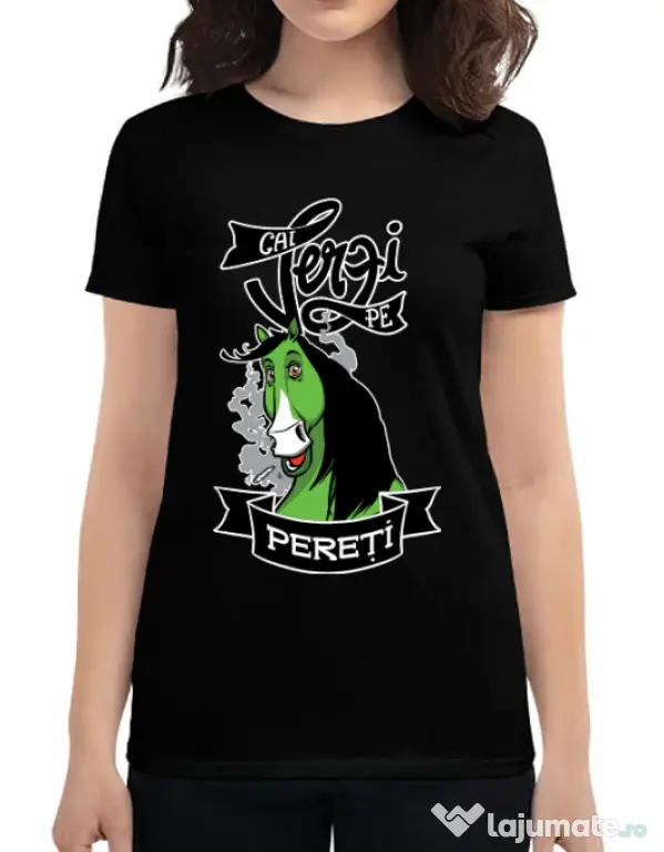 Tricou ADLER dama Cai verzi Negru