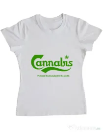 Tricou ADLER dama Cannabis Alb