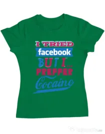 Tricou ADLER dama I tried Bacebook Verde mediu