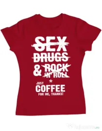 Tricou ADLER dama Just coffee for me Rosu