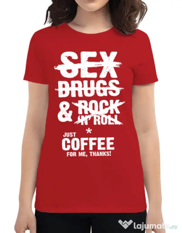 Tricou ADLER dama Just coffee for me Rosu