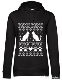 Hoodie dama cu gluga Meow purr Negru