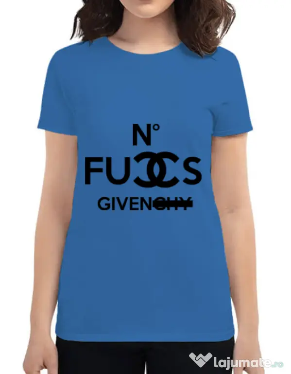 Tricou ADLER dama No fucks given Albastru azuriu