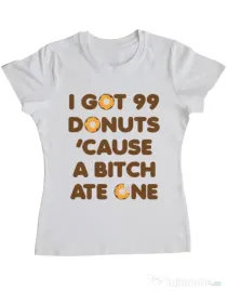 Tricou ADLER dama 99 Donuts Alb