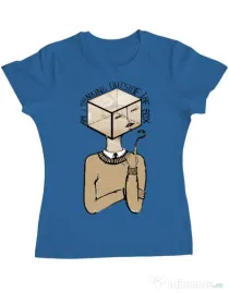 Tricou ADLER dama Am I thinking outside the box Albastru azuriu