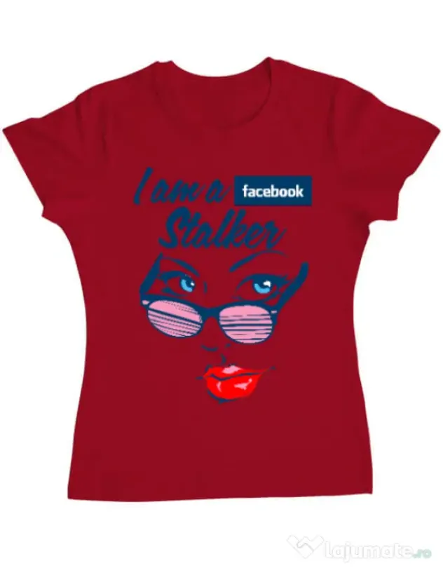 Tricou ADLER dama Facebook stalker Rosu