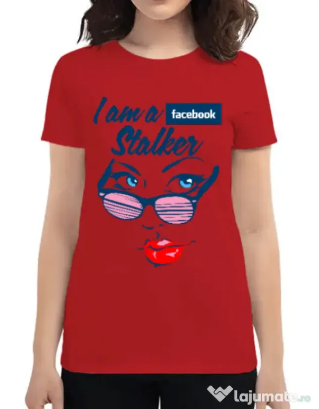 Tricou ADLER dama Facebook stalker Rosu