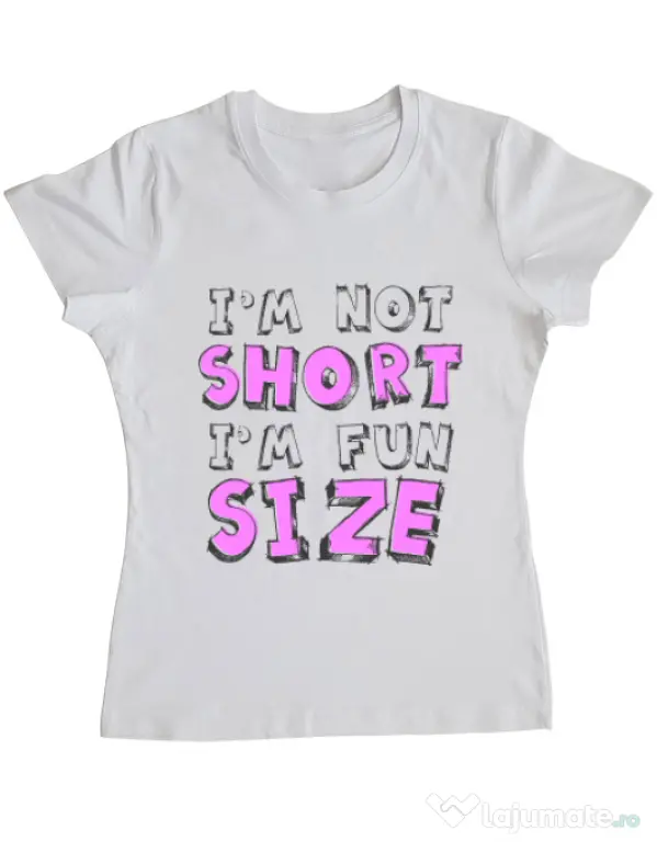Tricou ADLER dama I'm not short Alb