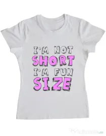 Tricou ADLER dama I'm not short Alb