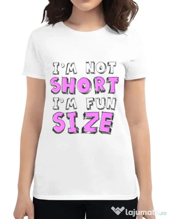Tricou ADLER dama I'm not short Alb