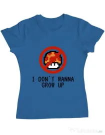 Tricou ADLER dama I dont wanna grow up Albastru azuriu