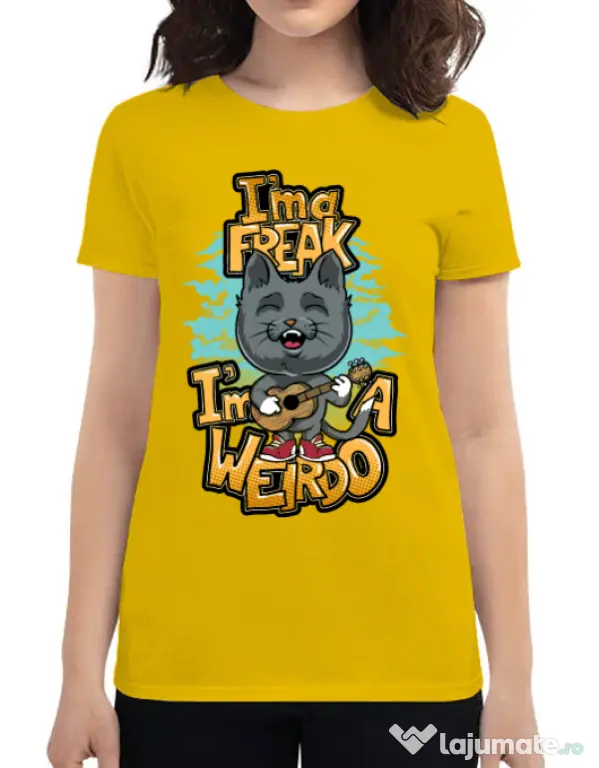 Tricou ADLER dama I am a freak Galben