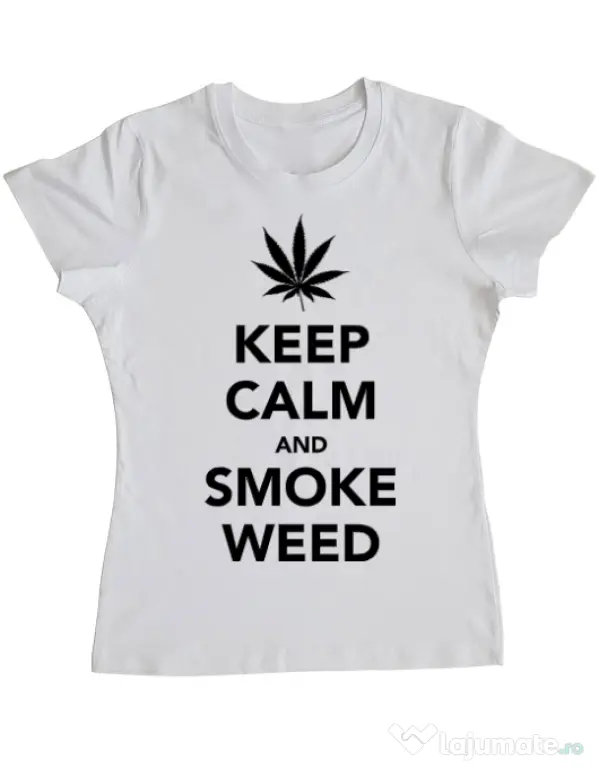 Tricou ADLER dama Smoke weed Alb