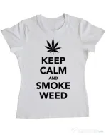 Tricou ADLER dama Smoke weed Alb
