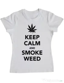 Tricou ADLER dama Smoke weed Alb
