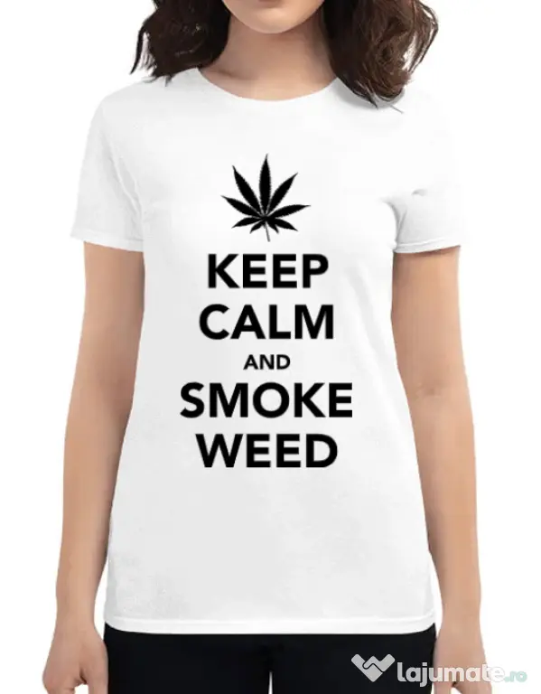 Tricou ADLER dama Smoke weed Alb