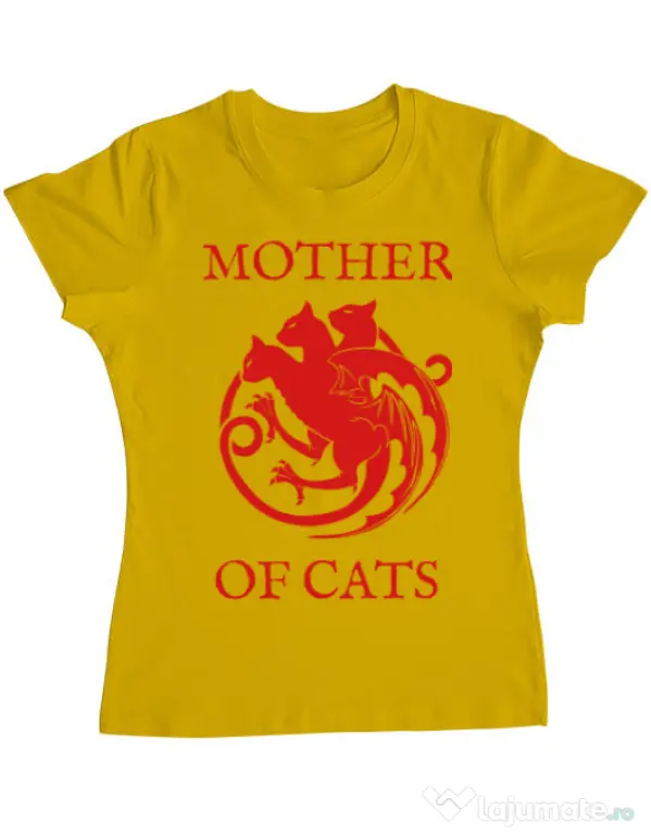 Tricou ADLER dama Mother of cats Galben