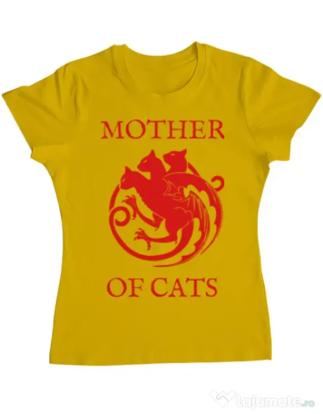Tricou ADLER dama Mother of cats Galben