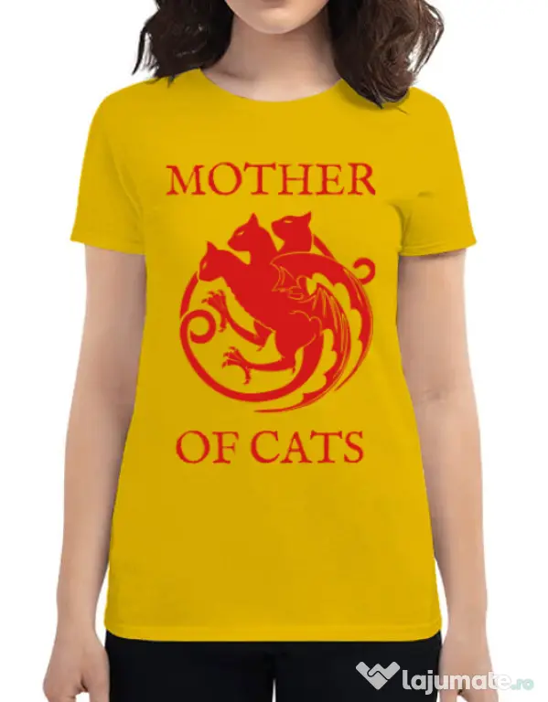 Tricou ADLER dama Mother of cats Galben