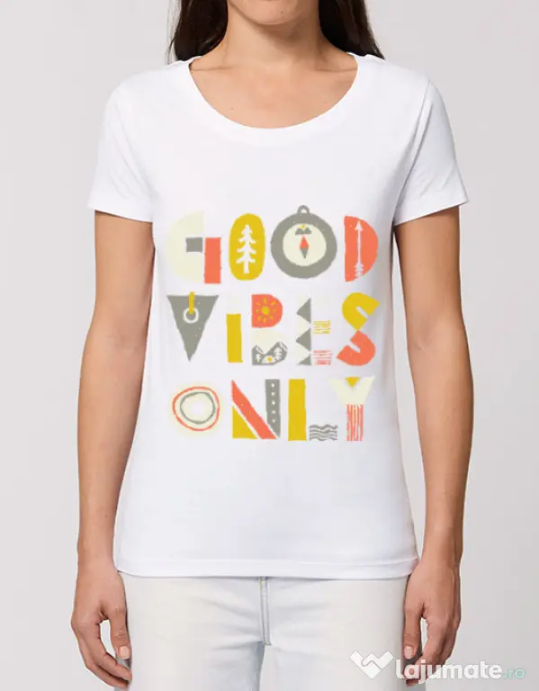 Tricou STANLEY STELLA dama Good vibes only Alb