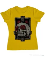 Tricou ADLER dama Skullcross Galben