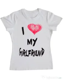 Tricou ADLER dama I love my girlfriend Alb
