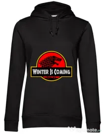 Hoodie dama cu gluga Jurassic winter Negru