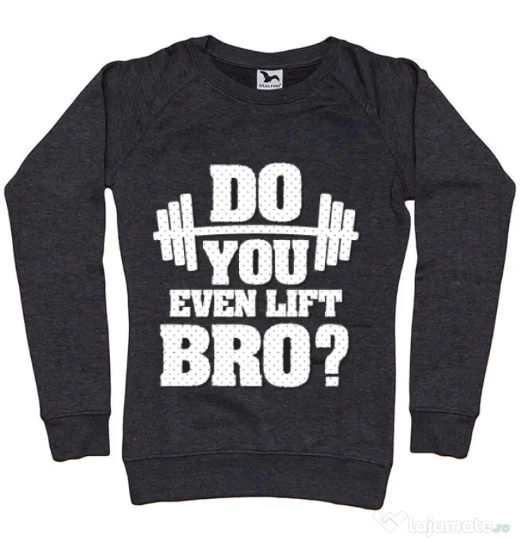 Bluza ADLER dama Do you even lift Negru melanj