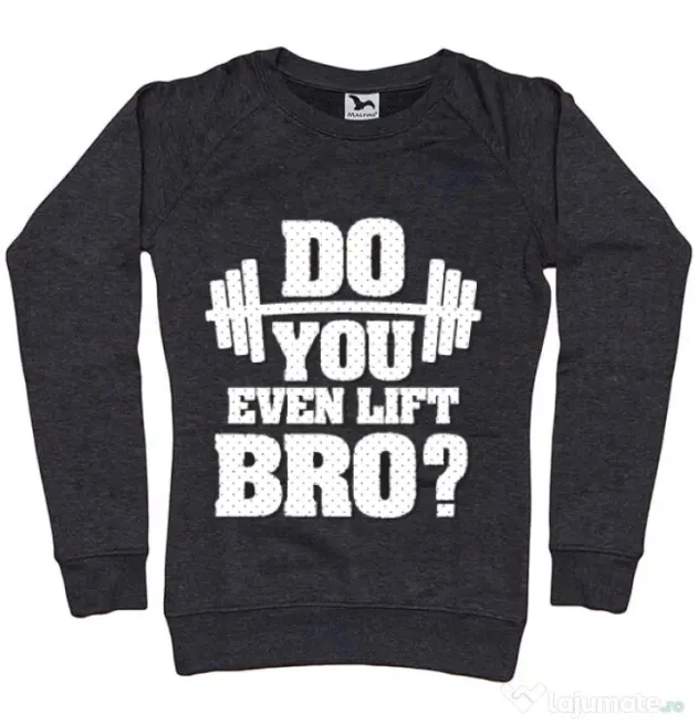 Bluza ADLER dama Do you even lift Negru melanj
