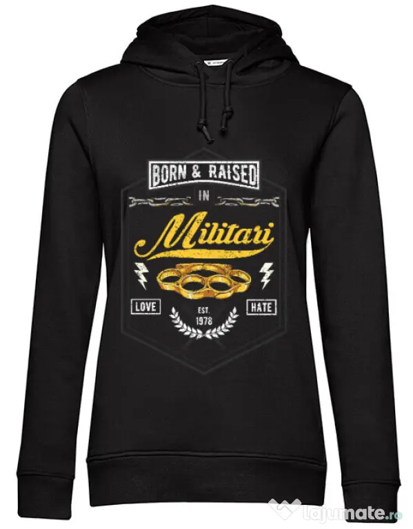 Hoodie dama cu gluga Militari Negru