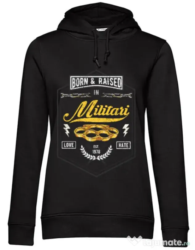 Hoodie dama cu gluga Militari Negru