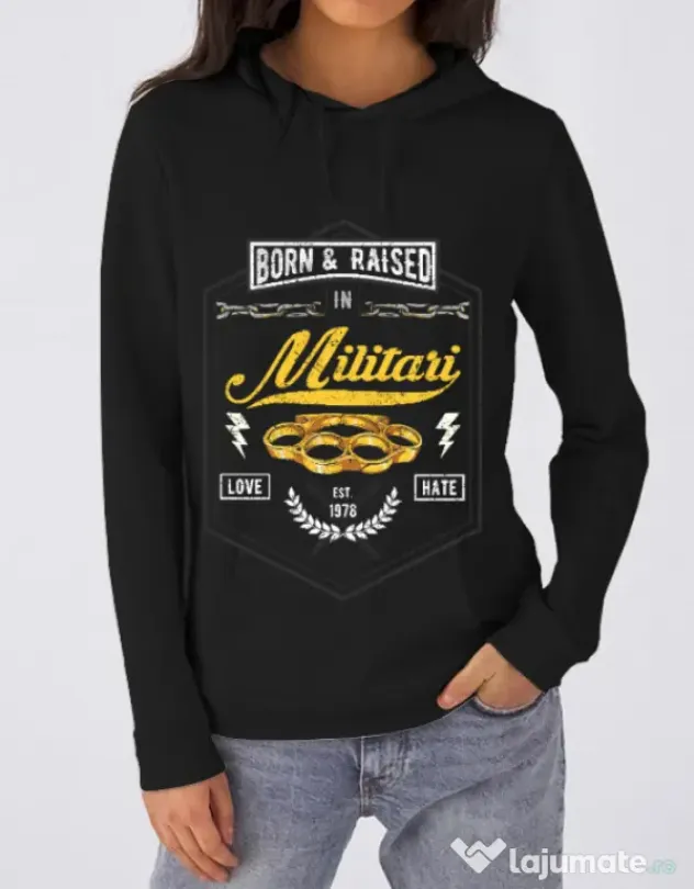 Hoodie dama cu gluga Militari Negru