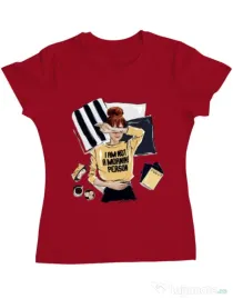 Tricou ADLER dama I am not a morning person Rosu