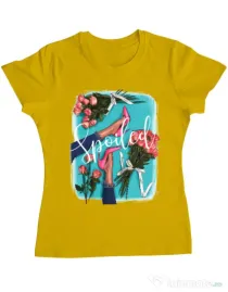 Tricou ADLER dama High Heels and roses Galben