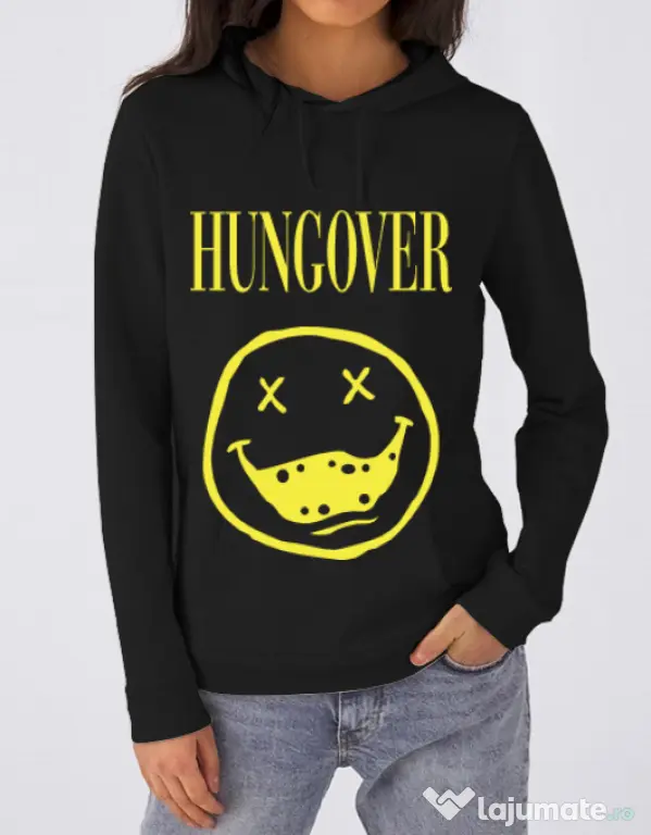 Hoodie dama cu gluga Hungover Negru