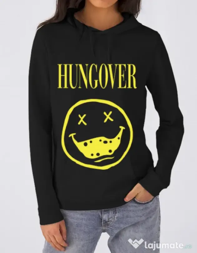 Hoodie dama cu gluga Hungover Negru