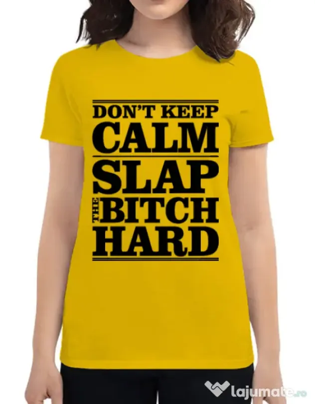 Tricou ADLER dama Slap the bitch Galben