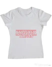 Tricou ADLER dama Stranger things outline Alb