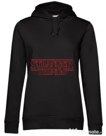Hoodie dama cu gluga Stranger things outline Negru