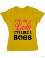 Tricou ADLER dama Lift like a boss Galben