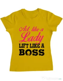 Tricou ADLER dama Lift like a boss Galben
