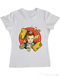 Tricou ADLER dama Stranger Waffles Alb