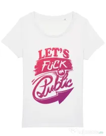 Tricou STANLEY STELLA dama Let's fuck in public Alb