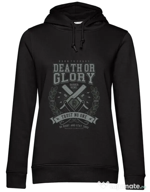 Hoodie dama cu gluga Death or Glory Negru