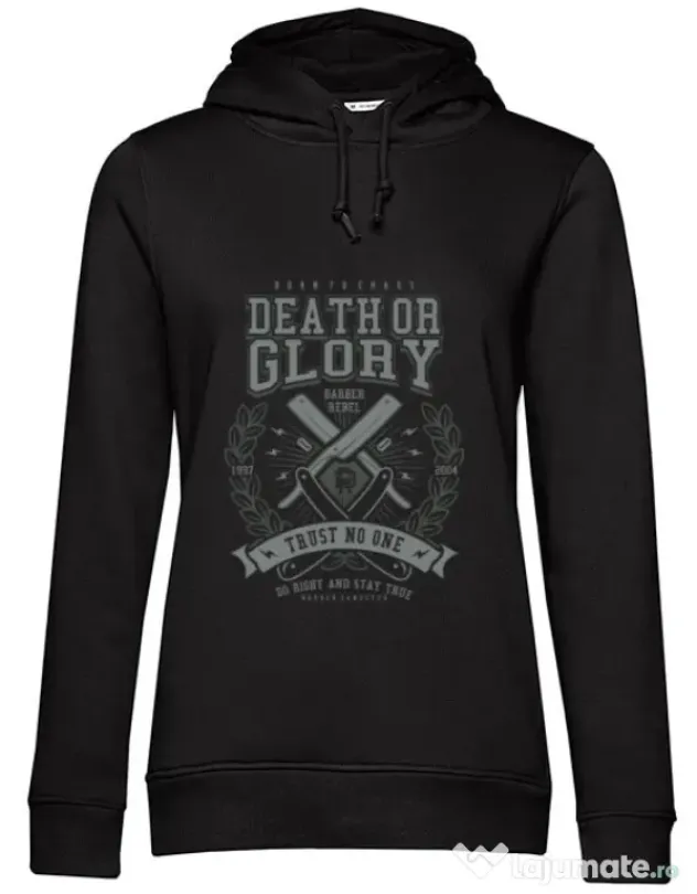 Hoodie dama cu gluga Death or Glory Negru
