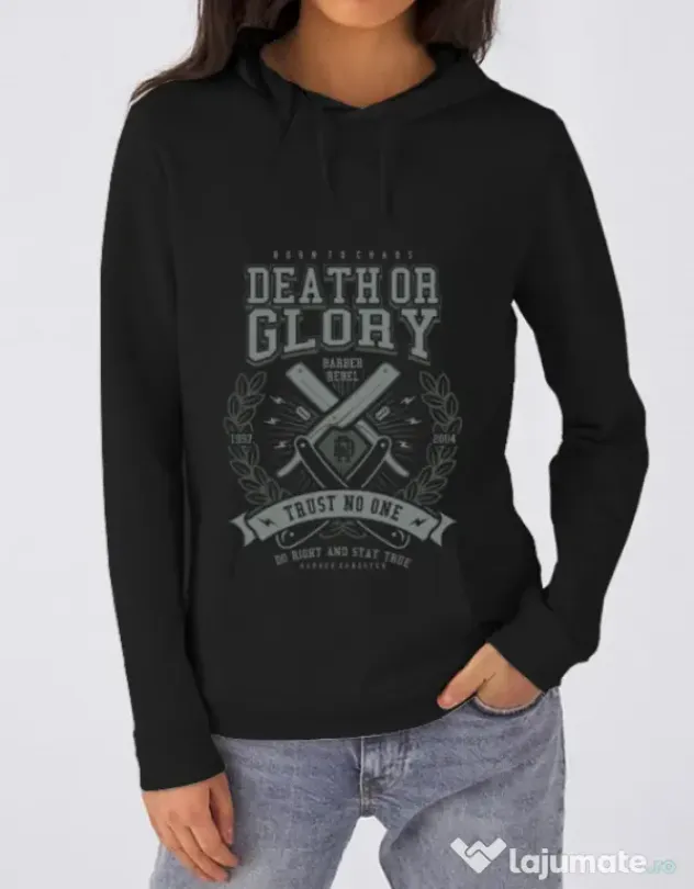 Hoodie dama cu gluga Death or Glory Negru
