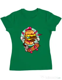 Tricou ADLER dama Burger Skater Verde mediu
