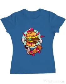 Tricou ADLER dama Burger Skater Albastru azuriu