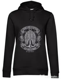 Hoodie dama cu gluga Think Like A Captain Act Like A Pirate Negru