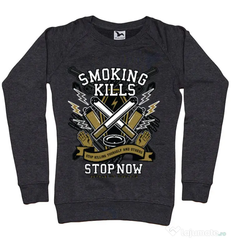 Bluza ADLER dama Smoking Kills Negru melanj
